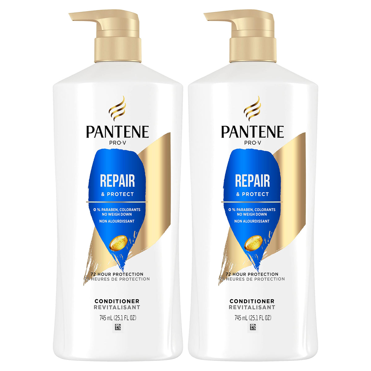 Pantene conditioner being poured from the bottle for deep hydration.