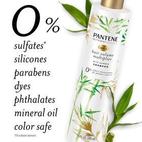 Pantene color-safe shampoo being poured, highlighting vibrant color protection.