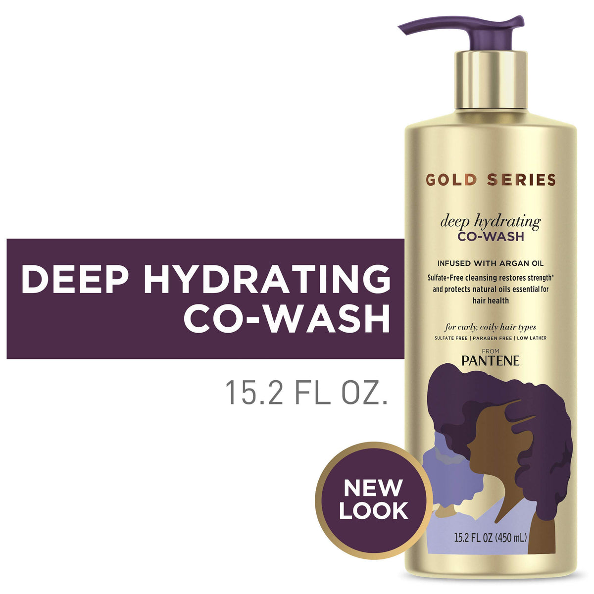 Pantene Gold Series co-wash with argan oil hydrates curls while preserving natural oils.