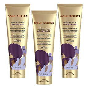 Pantene Gold Series Moist Boost Conditioner creamy formula for nourished strands.