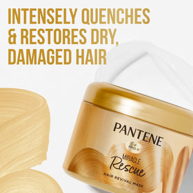 Pantene Miracle Rescue Mask application demonstrates quick 5–7 minute conditioning for busy mornings.