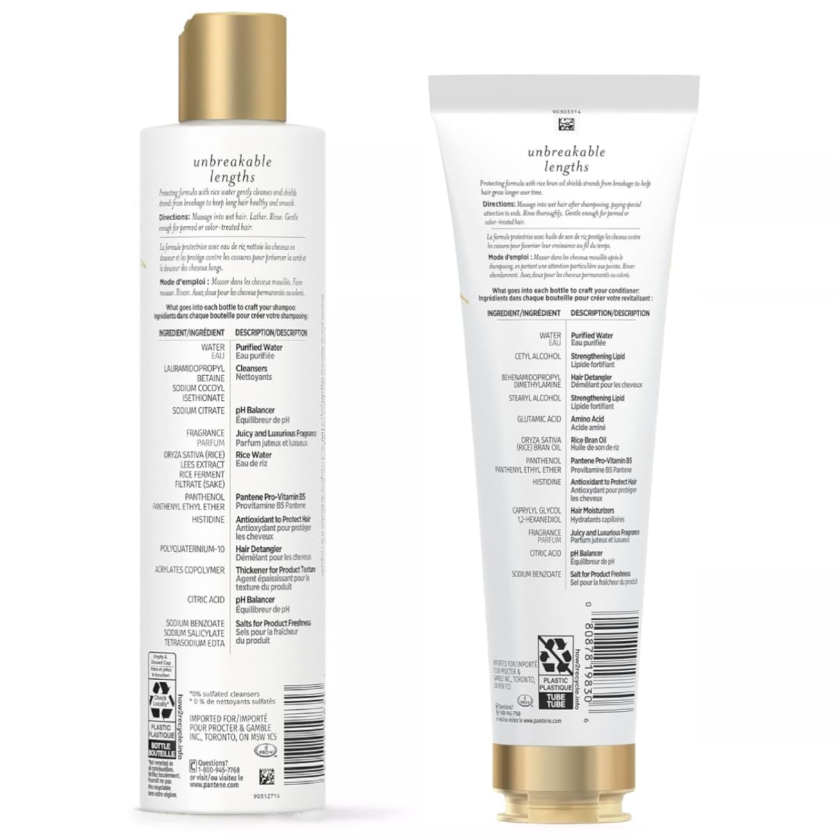 Pantene Nutrient Blends Unbreakable Lengths conditioner bottle front nourishes smooth, hydrated strands.