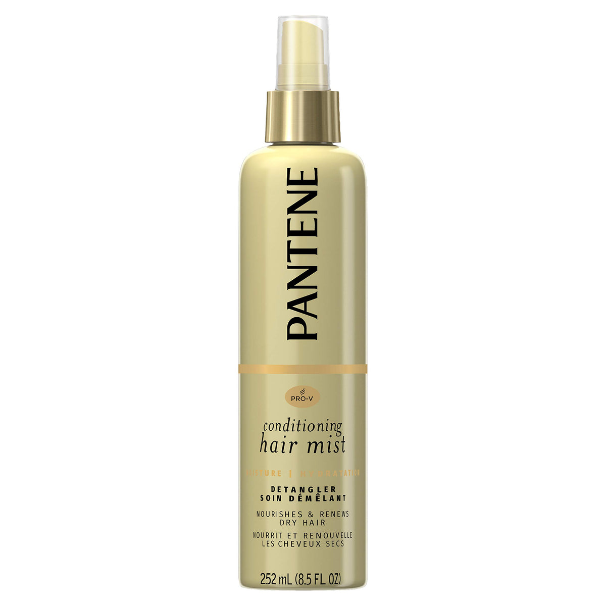 Pantene Nutrient Boost Moisture Mist detangler bottle pour nourishes and detangles wet hair