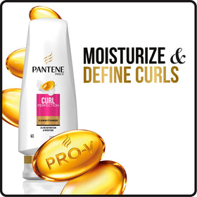 Pantene Pro-V Curl Perfection Conditioner after-use image displaying smooth, defined curls.
