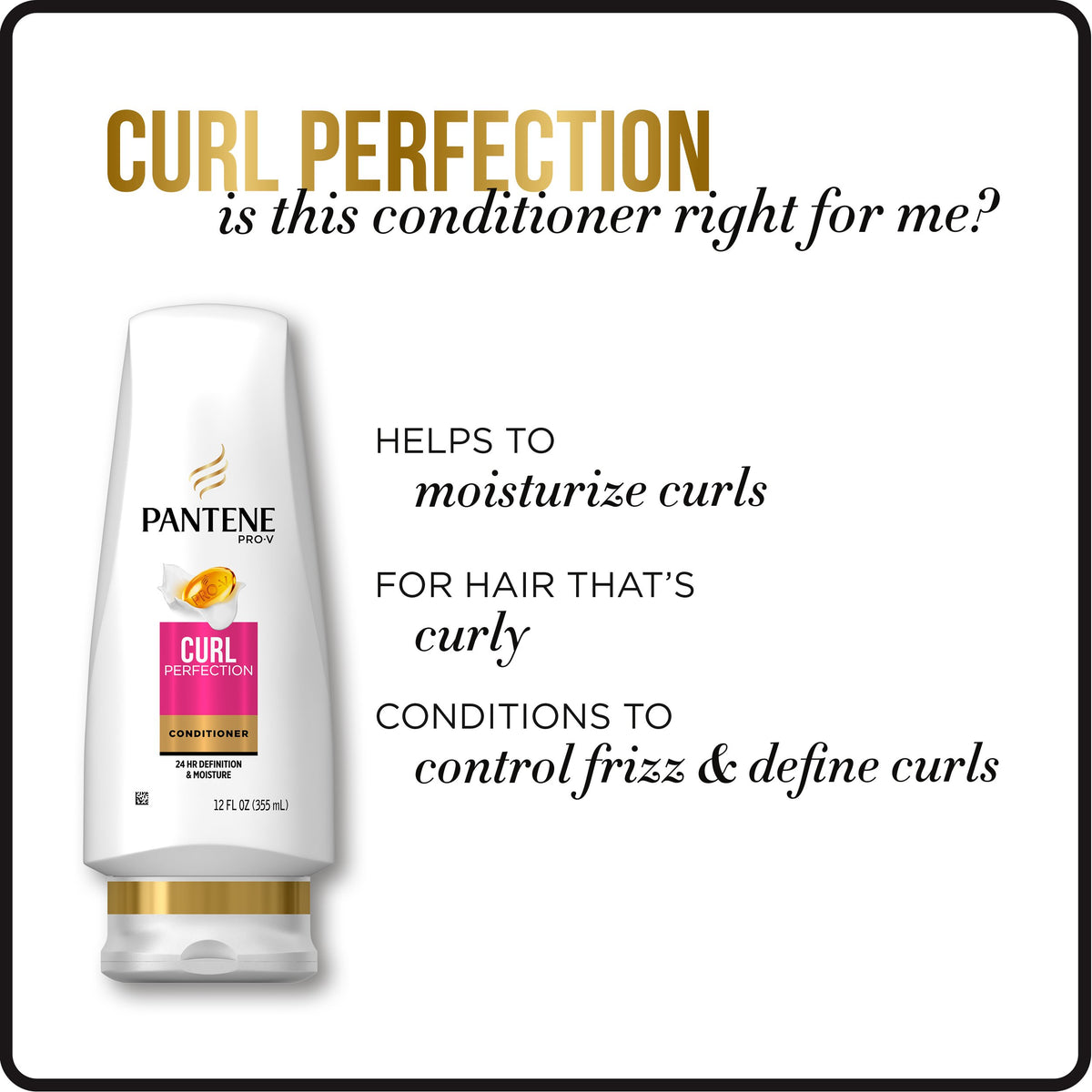 Pantene Pro-V Curl Perfection Conditioner close-up texture and shine.