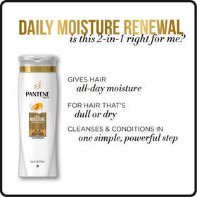 Pantene Pro-V Daily Moisture Renewal 2-in-1 label close-up highlighting nutrients