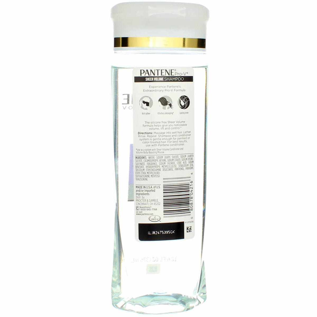 Pantene Pro-V Sheer Volume bottle cap close-up showing easy handling.