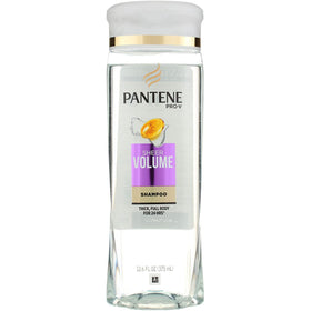 Pantene Pro-V Sheer Volume shampoo bottle front view showing lightweight formula for added body.