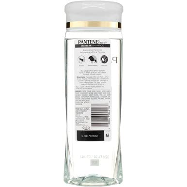 Pantene Pro-V Sheer Volume silicone-free label close-up.