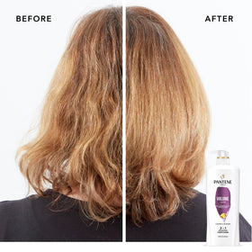Pantene Pro-V Volume & Body 2-in-1 hair-bounce close-up highlights natural bounce.