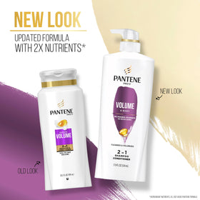 Pantene Pro-V Volume & Body 2-in-1 lather-foam captures rich cleansing.