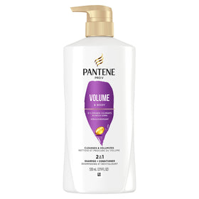 Pantene Pro-V Volume & Body 2-in-1 pump-dispense for mess-free daily use.