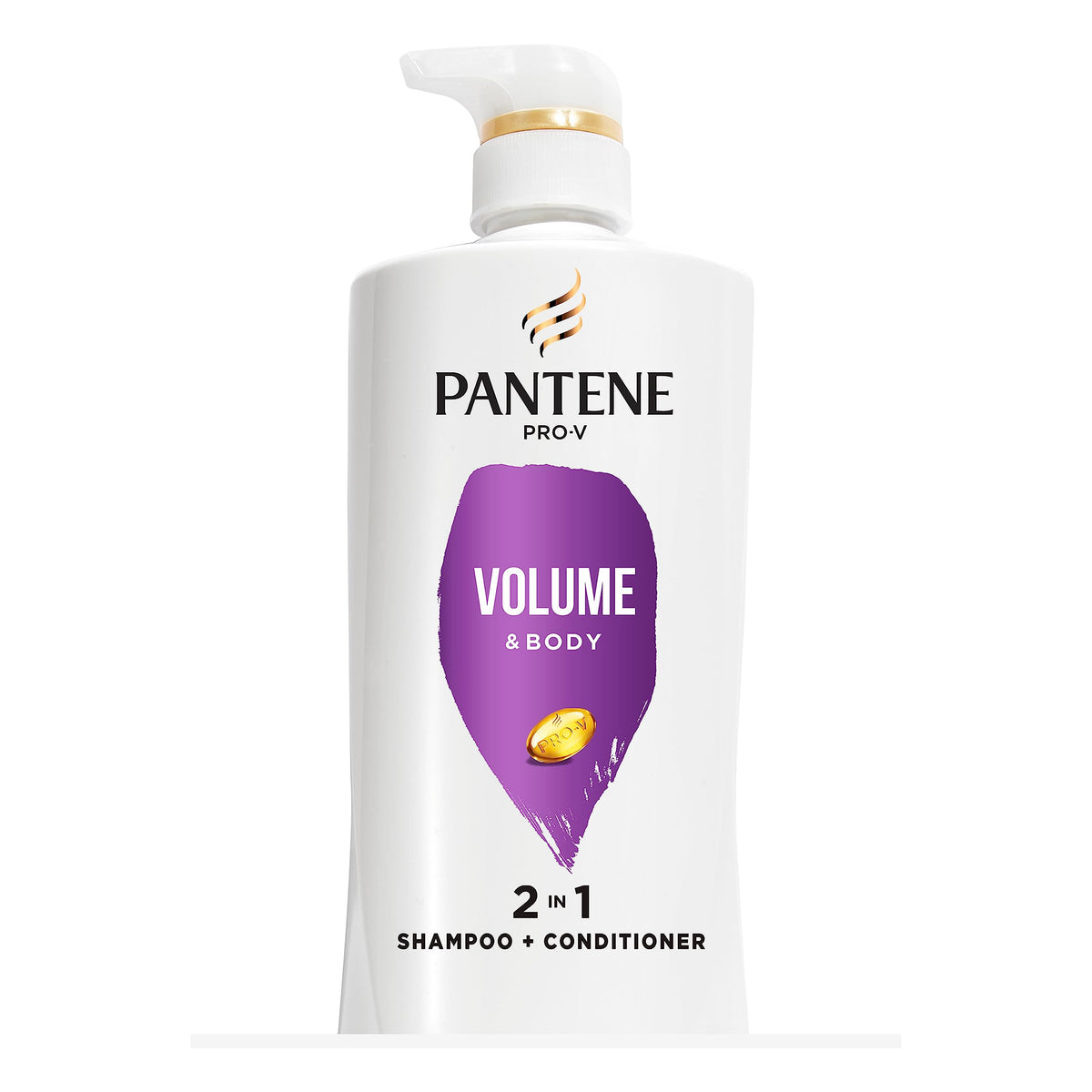 Pantene Pro-V Volume & Body 2-in-1 bottle for easy cleansing and lift.