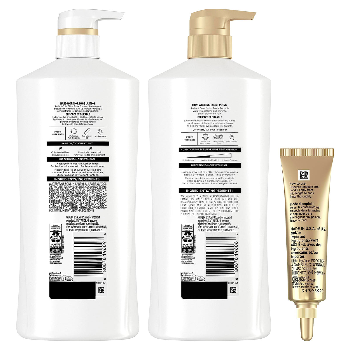 Pantene Radiant Color Shine collection packaging showing a complete color-safe hair routine