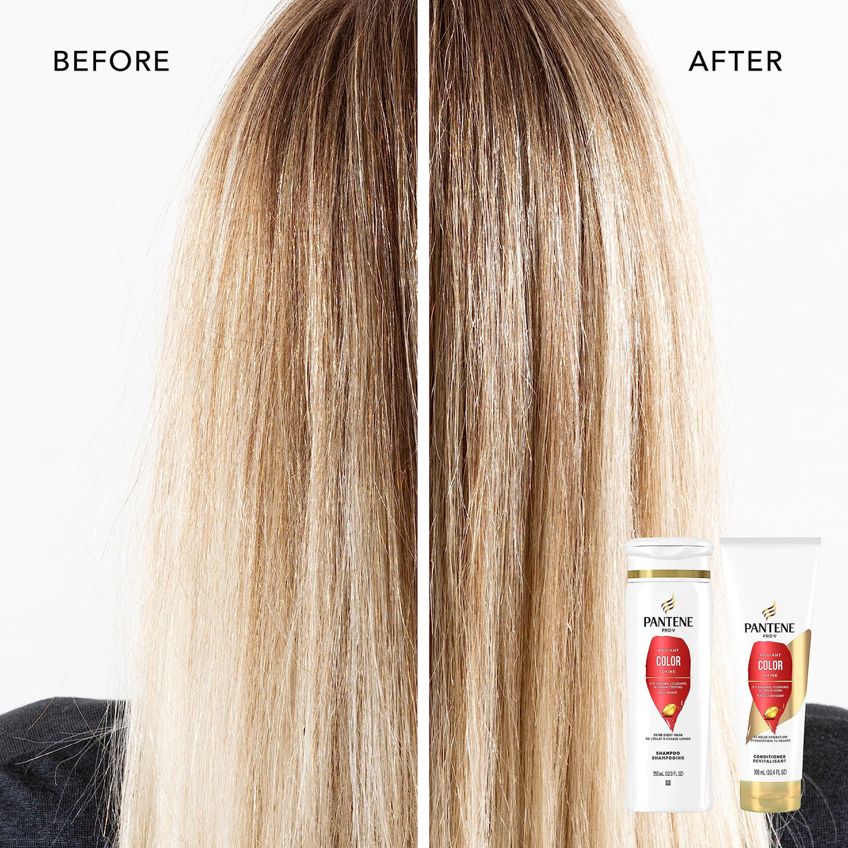 Pantene Radiant Color Shine conditioner tube providing color protection and smoothness