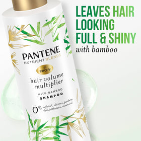 Pantene vitamin B5 and bamboo shine on hair close-up.