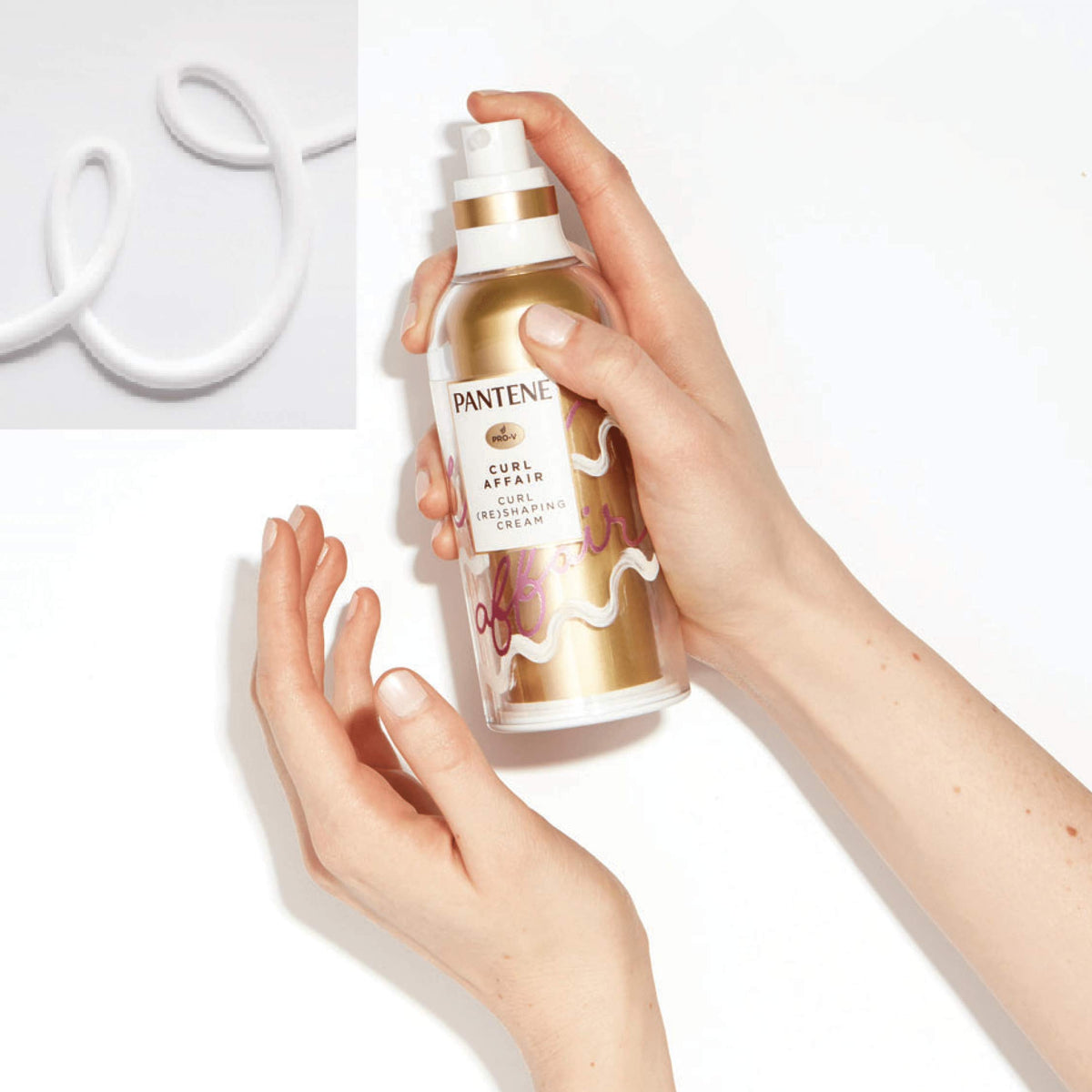 Pantene Curl Affair being applied to damp hair for definition