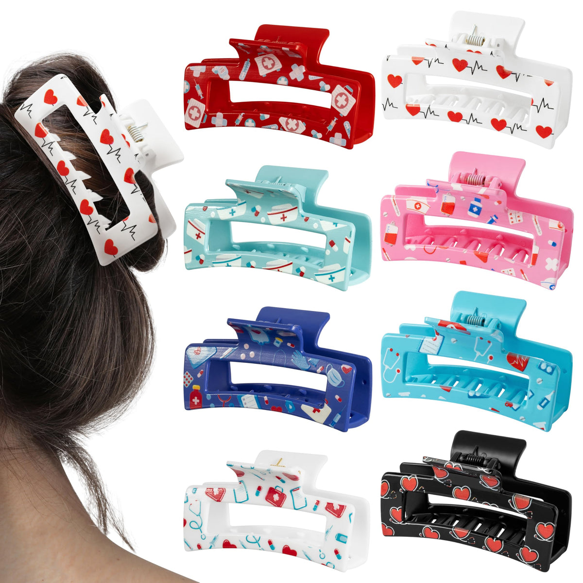 Pantide nurse clips with heart pattern provide secure all-day hold