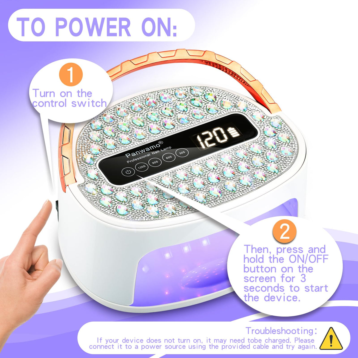 Panwamo UV LED Nail Lamp featuring a diamond design for a stylish toolkit.