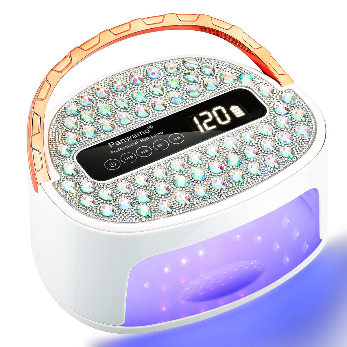 Panwamo UV LED Nail Lamp front view showing cordless design for gel nails.