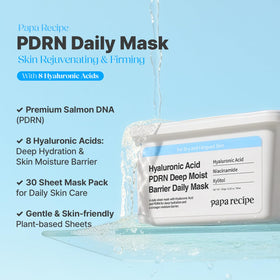 Papa Recipe Hyaluronic Acid PDRN Daily Mask sheets outside box ready