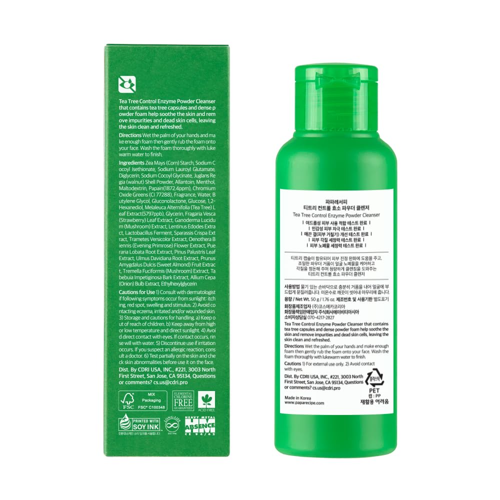 Tea tree extract capsules dissolve during use for soothing cleansing benefits