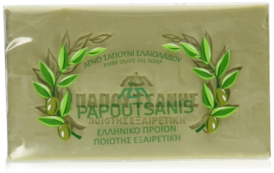 Papoutsanis olive oil soap six-pack: natural bars for gentle, hydrating cleansing.