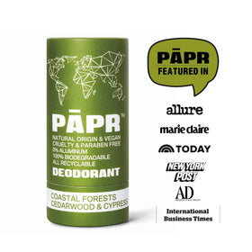 PĀPR carbon-neutral and cruelty-free deodorant packaging.