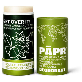 PĀPR Coastal Forest paper packaging shown, eco-friendly and recyclable.