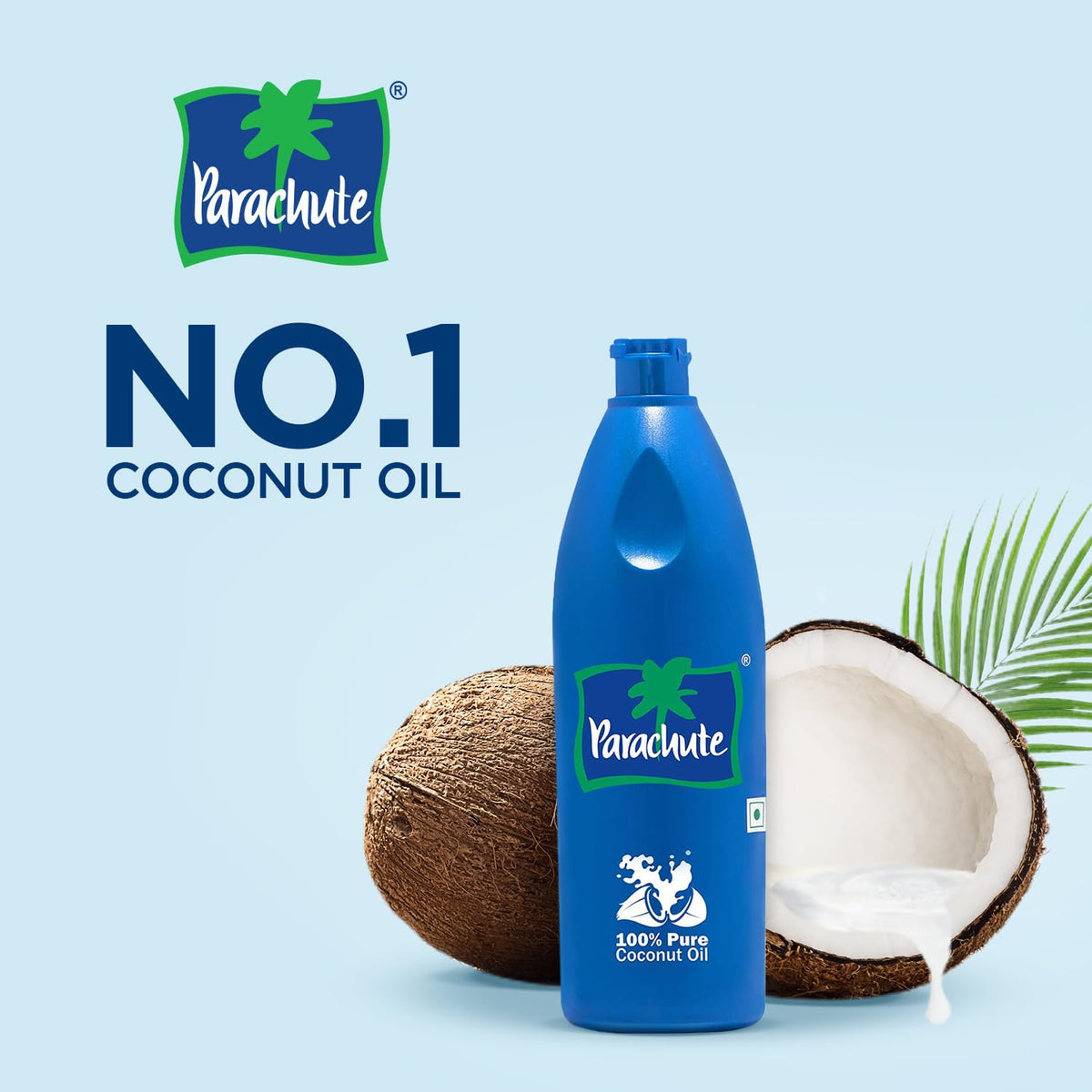 Parachute coconut oil pouring for sautéing and hair conditioning