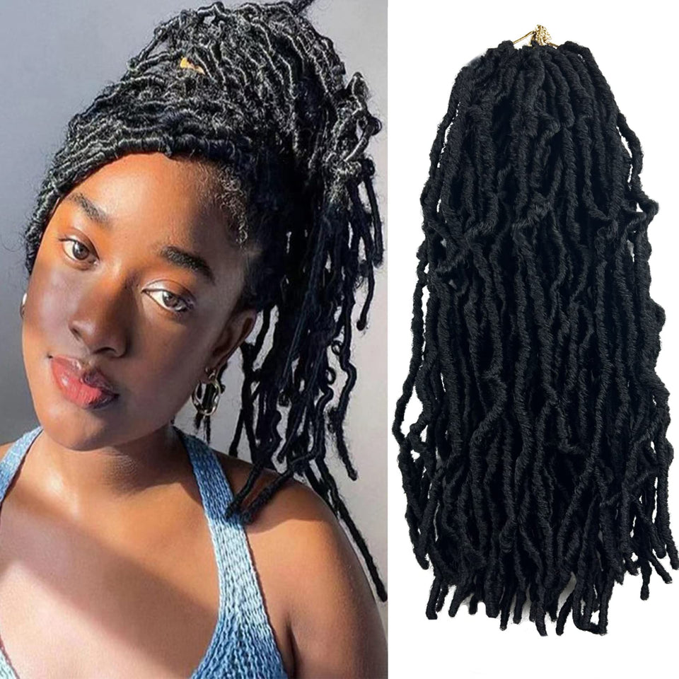 Paraglame short faux locs 14in natural black for lightweight, natural-looking fullness.