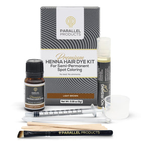 Parallel Products spot color henna kit with 5-gram dye for precise gray coverage.