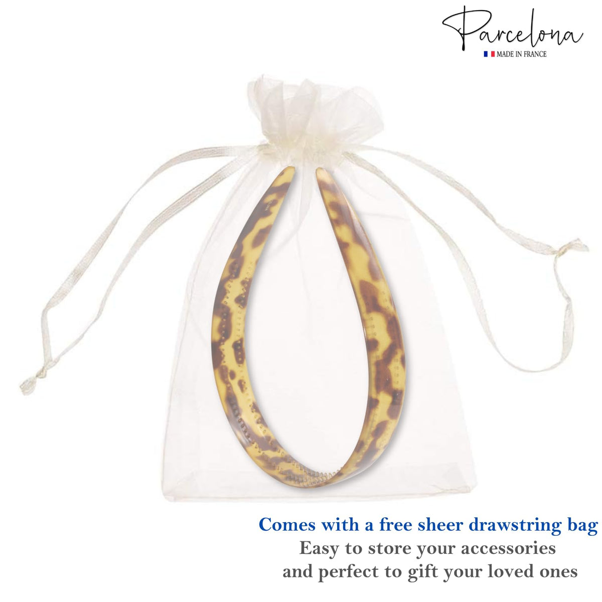 Parcelona Savana headband made of cellulose acetate for durable, elegant wear.
