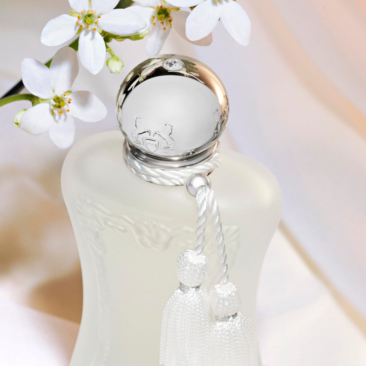 Parfums de Marly Valaya on a shelf in sunlight evokes brand allure