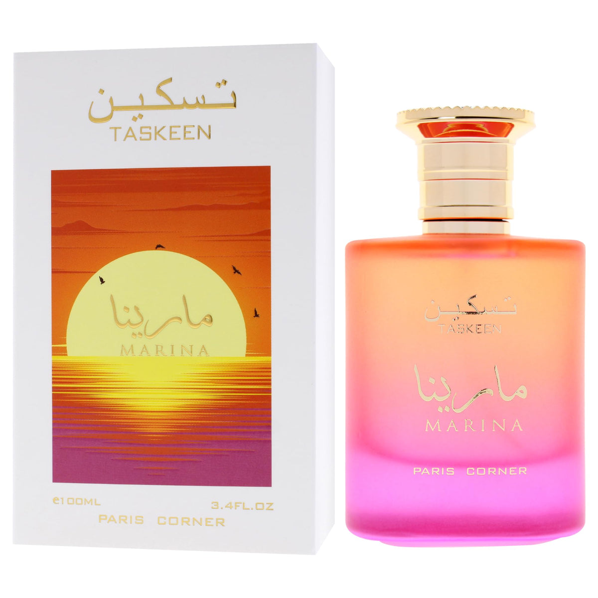 Paris Corner Taskeen Marina Tropical EDP spray action for easy application.