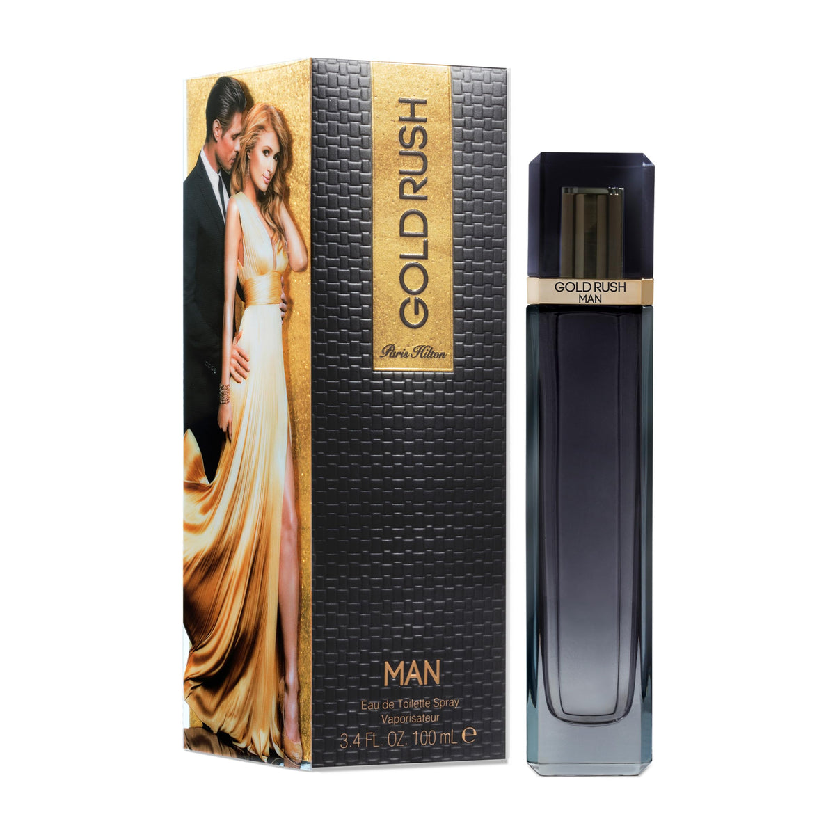 Paris Hilton Gold Rush Man spray bottle in action for everyday use.