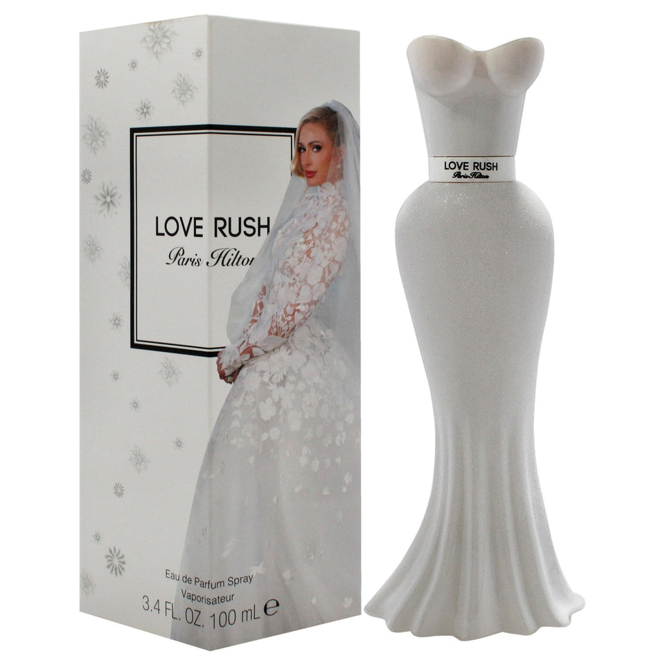 Paris Hilton Love Rush bottle close-up showing elegant floral fragrance design