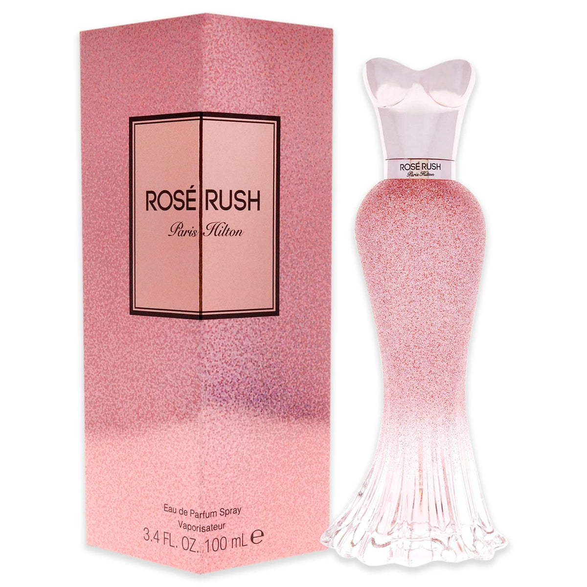 Paris Hilton Rose Rush spray bottle on a clean surface, ideal for daily wear.
