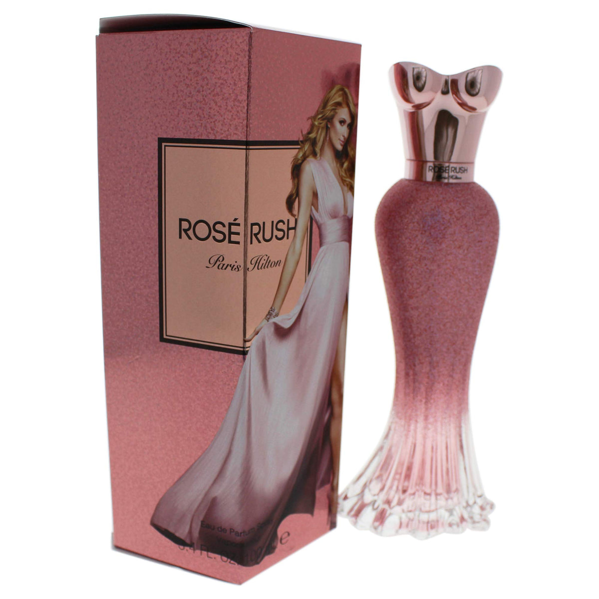 Paris Hilton Rose Rush perfume on vanity, suggesting elegant daily scent rituals.