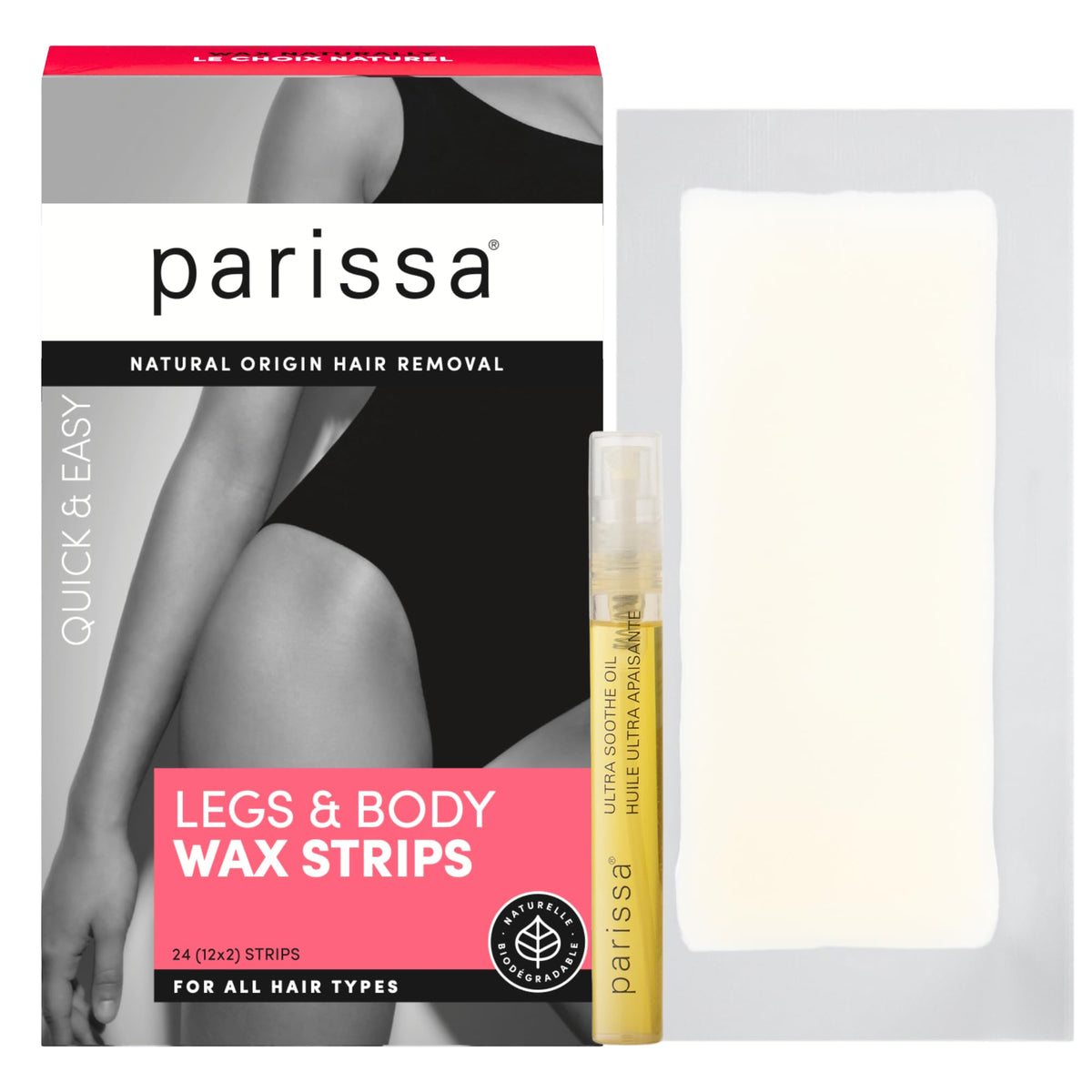Parissa legs & body wax strips kit ready for at-home hair removal.
