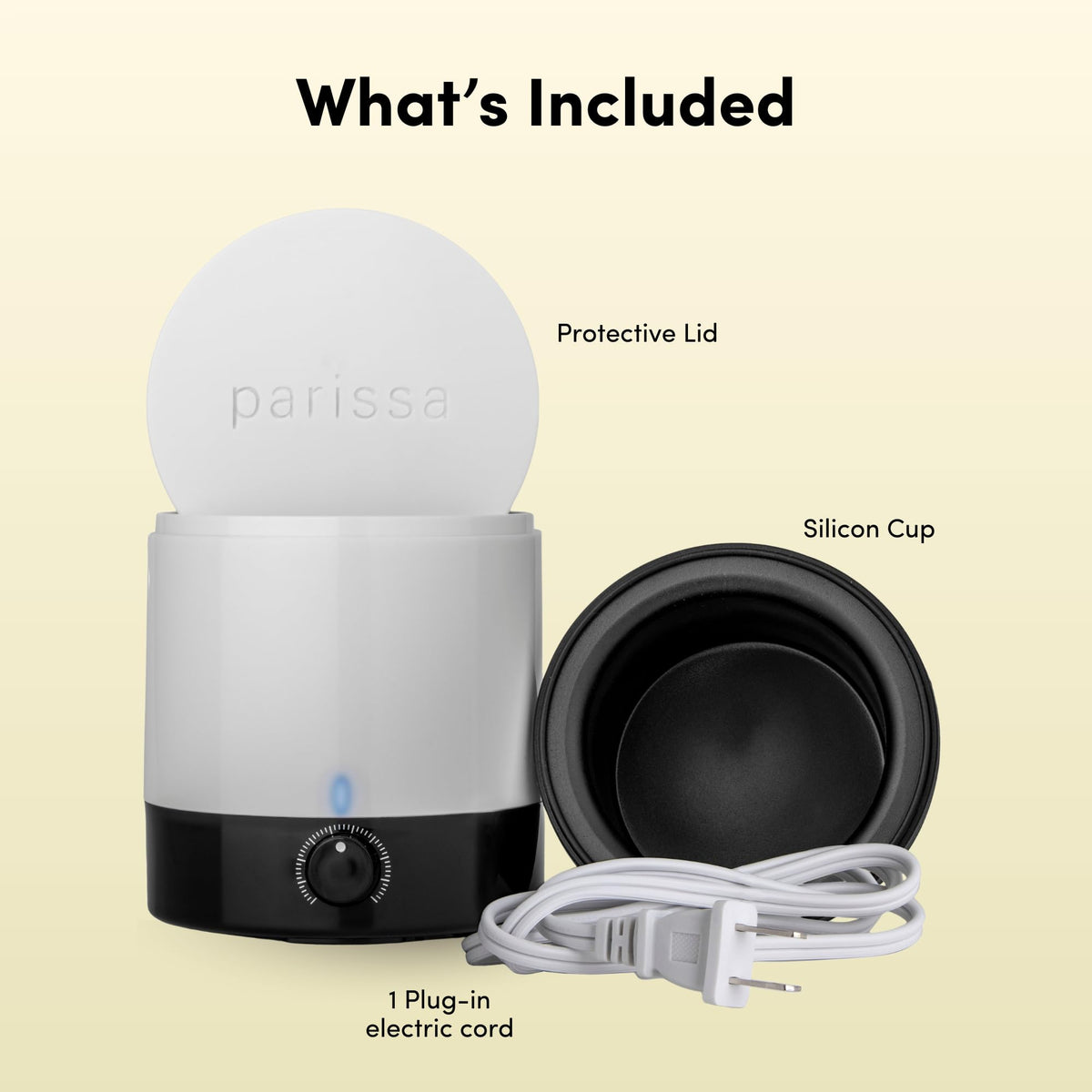 Parissa mini wax warmer compact size fits small bathrooms and desks.