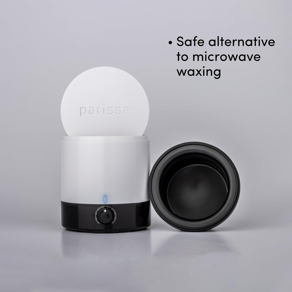 Parissa mini wax warmer provides thermostat control for consistent heating.