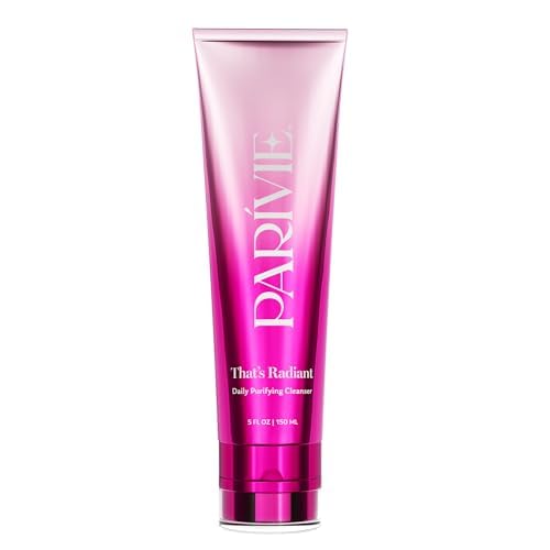 Parívie That’s Radiant Daily Purifying Cleanser bottle shows makeup removal and gentle cleansing