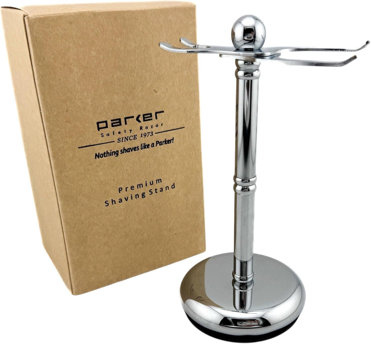 Parker Adjust-O-Stand keeps shaving tools neatly organized on the counter