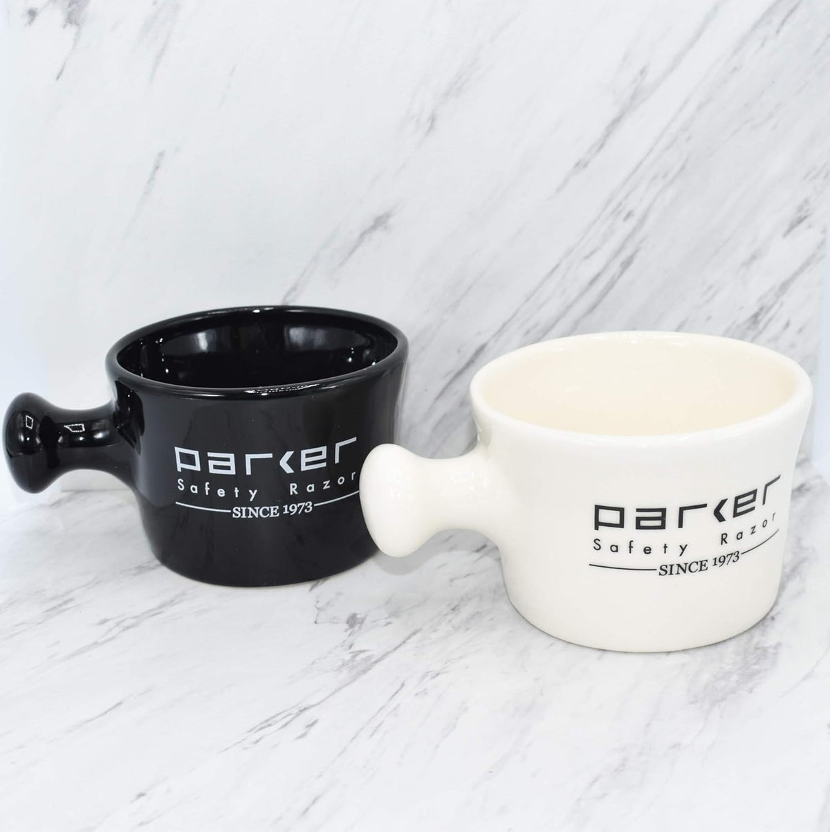 Parker Deluxe mug assists slow circular brush motion to build thick creamy lather.