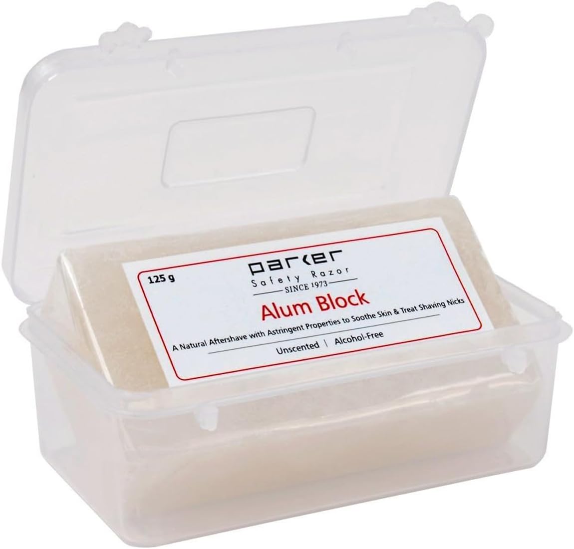 Parker Large Alum Block with Travel Case for portable post-shave care.