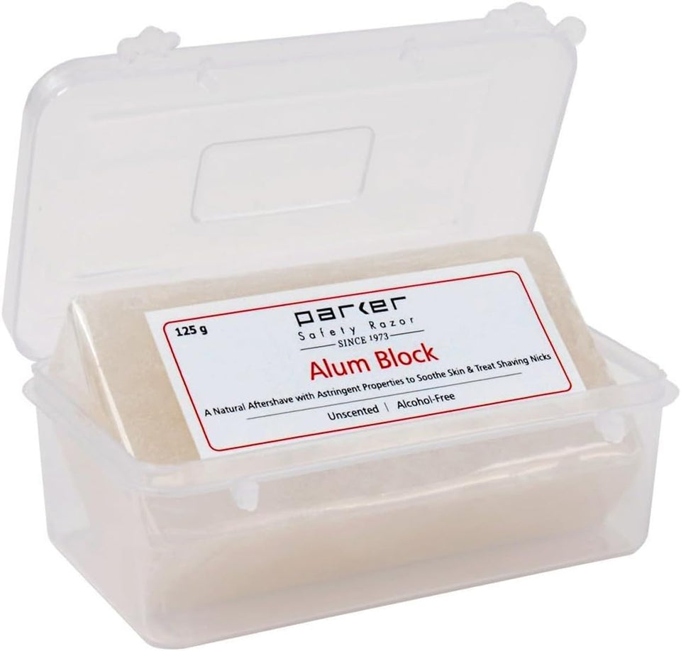 Parker Large Alum Block with Travel Case for portable post-shave care.