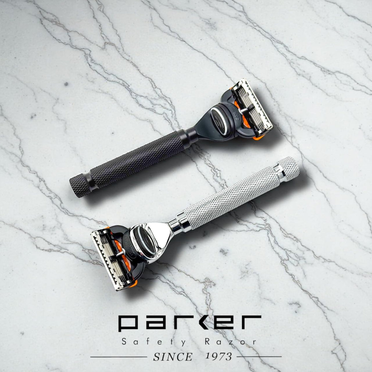 Parker LP2 saddle leather case protects razor while traveling.