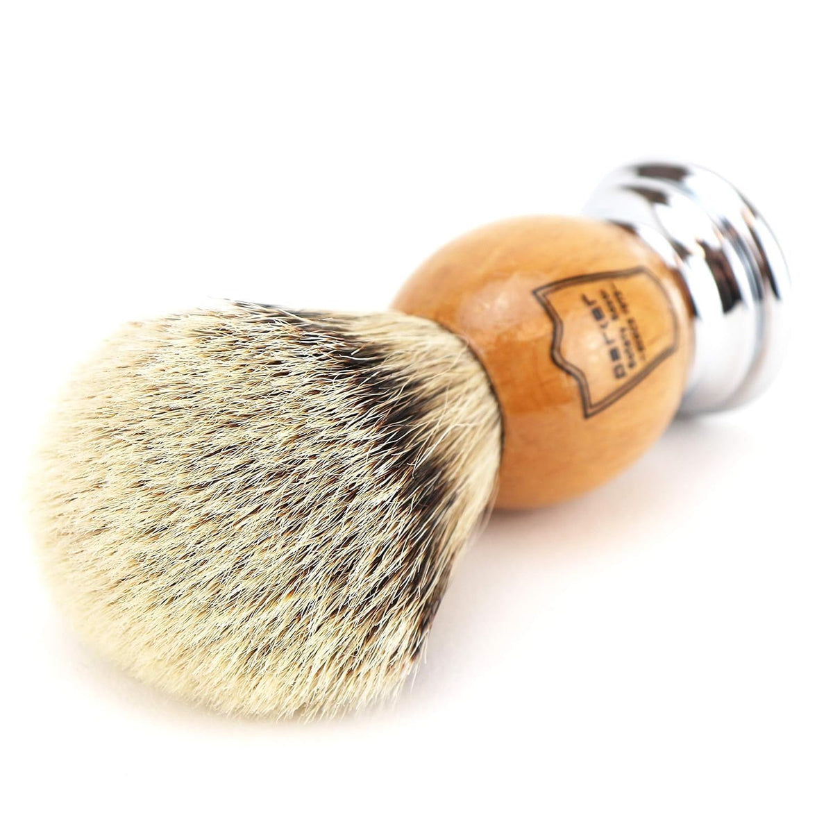 Parker Olivewood and Chrome Handle brush combines balanced grip with classic barber style.