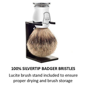Parker 100% SILVERTIP Badger Brush in action during a shave.